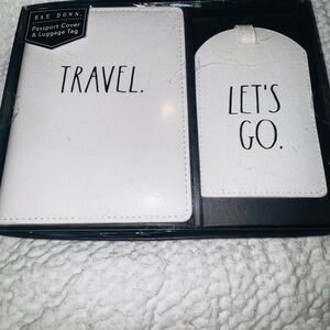 Rae Dunn Black Passport Cover and Luggage Tag Set